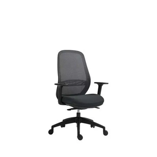 Kancelárska stolička, s opierkami, čierne čalúnenie, sieťové operadlo, čierny podstavec, MAYAH "Mid Chair II", čierna