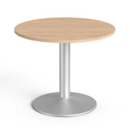 Konferenčný stolík, okruhlý, so sivou kovovou nohou, O 90 cm, MAYAH "Freedom SV-58", dub