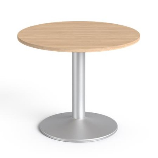 Konferenčný stolík, okruhlý, so sivou kovovou nohou, O 90 cm, MAYAH "Freedom SV-58", dub