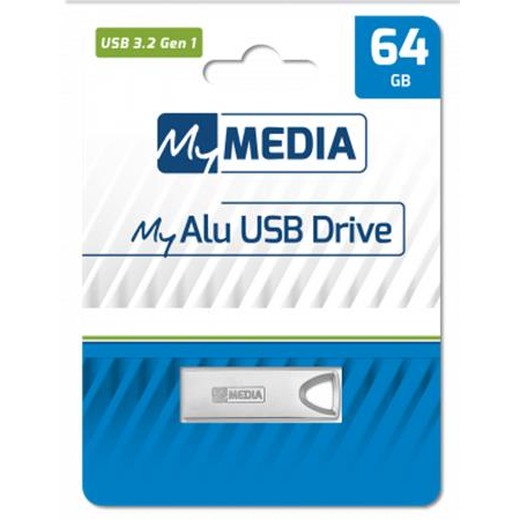 USB kľúč, 64GB, USB 3.2 Gen1, hliníkový kryt, MYMEDIA "Alu" (by VERBATIM)