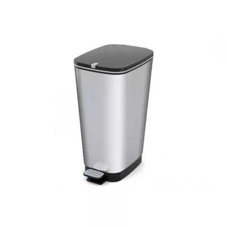 Odpadkový kôš, s pedálom, kovový efekt, 45 l, CURVER "Chic", strieborný