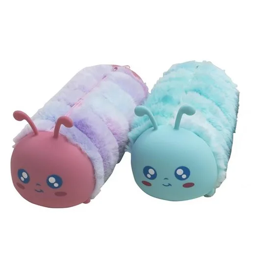 Peračník, na zips, kožušinovo-silikónový, EXACOMPTA "Caterpillar", mix farieb