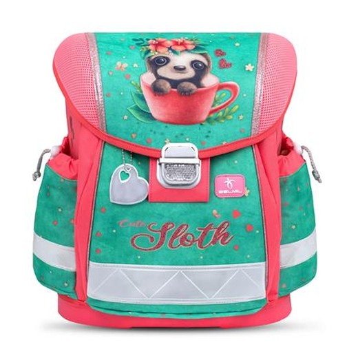 Školská taška, BELMIL "Classy Cute sloth", zelená-ružová