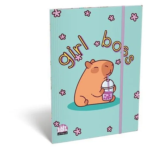 Doska s gumičkou, kartón, A5, LIZZYSULI, Lollipop Capybara