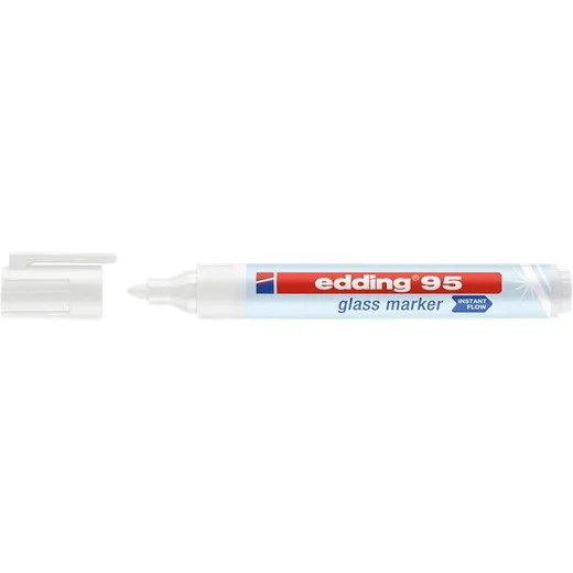 Popisovač na sklenené tabule, 1,5-3 mm, kuželový, EDDING, biely