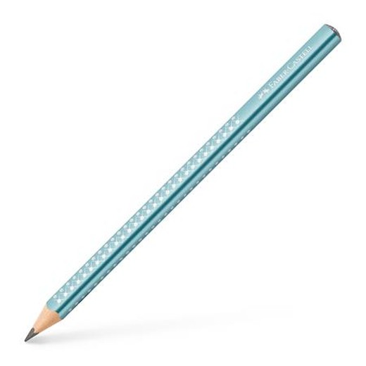 Grafitová ceruzka, B, trojhranná, FABER-CASTELL "Sparkle Jumbo", kovovo modrá