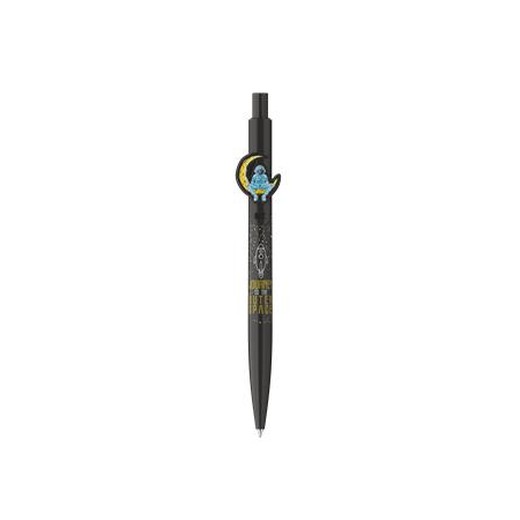 Guľôčkové pero, 0,8 mm, stláčací mechanizmus, ICO "Astronaut", čierne-čierne