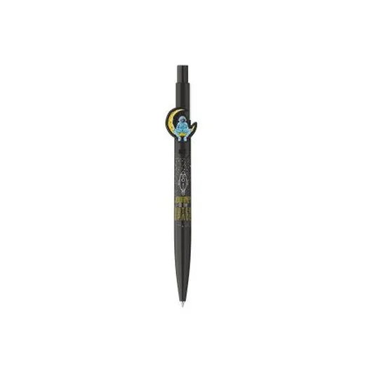Guľôčkové pero, 0,8 mm, stláčací mechanizmus, ICO "Astronaut", čierne-biele