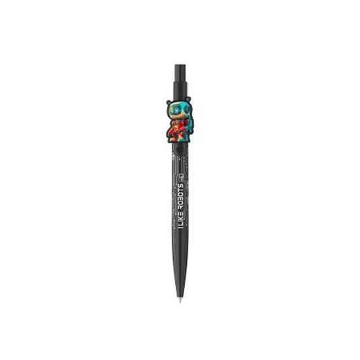 Guľôčkové pero, 0,8 mm, stláčací mechanizmus, ICO "Robot", čierne