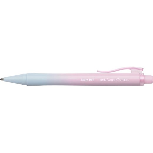 Guľôčkové pero, 1 mm, XB, stláčací mechanizmus, ružové-modré telo pera, FABER-CASTELL "Daily Ball Flow", modré