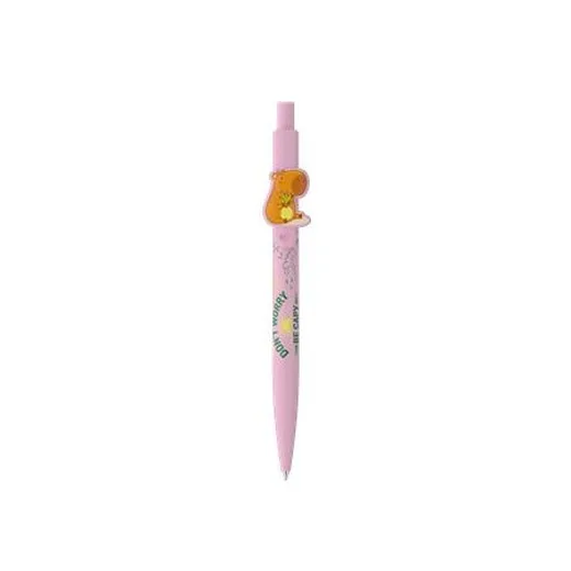 Guľôčkové pero, 0,8 mm, stláčací mechanizmus, ICO "Capybara", pastelovo ružové