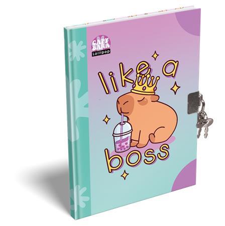 Pamätníček, so zámkom, A5, tvrdá obálka, LIZZYSULI "Lollipop Capybara", zelený-fialový