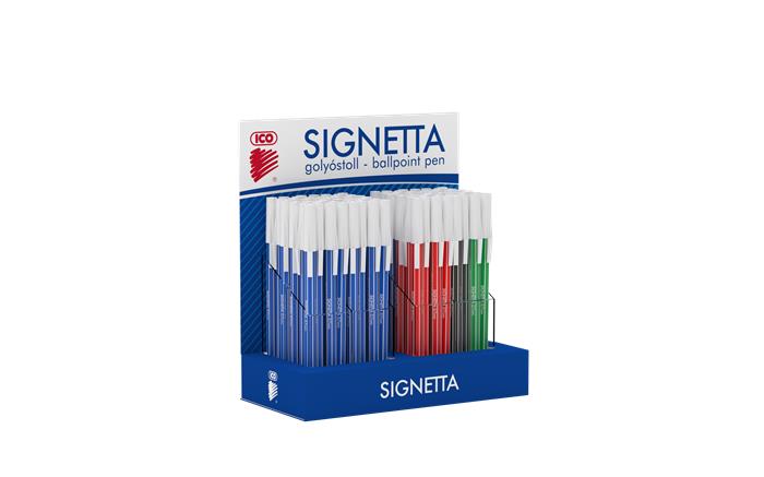 Guľôčkové pero, displej, 0,7 mm, s vrchnákom, ICO "Signetta", 4 rôzne farby