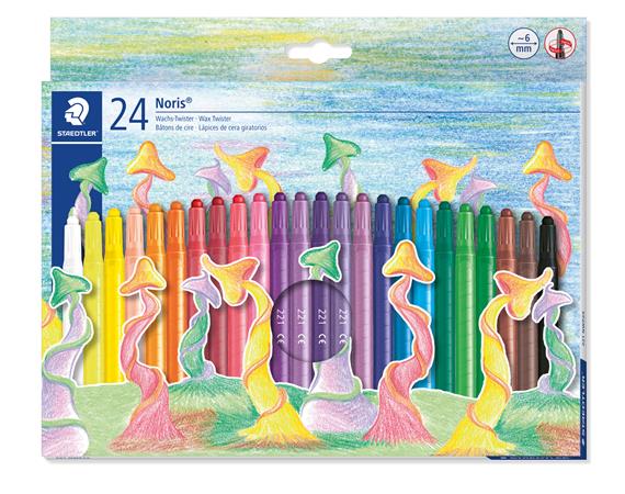 Voskovky, vysúvateľné, STAEDTLER "Noris 221", 24 rôznych farieb