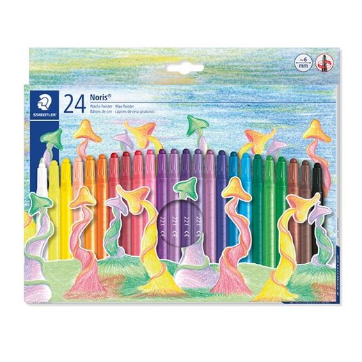 Voskovky, vysúvateľné, STAEDTLER "Noris 221", 24 rôznych farieb
