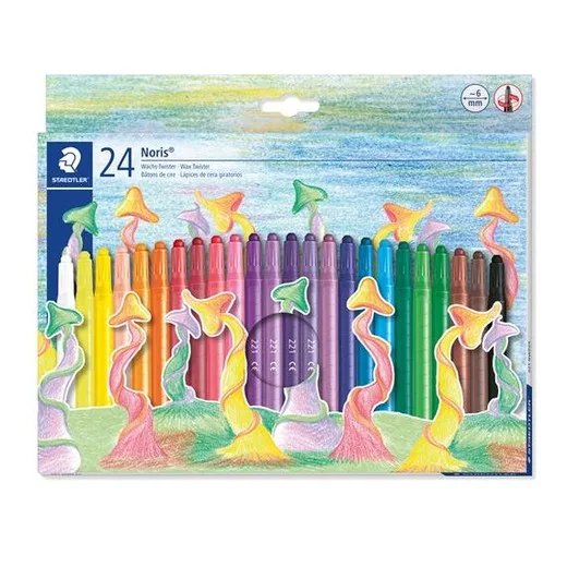 Voskovky, vysúvateľné, STAEDTLER "Noris 221", 24 rôznych farieb
