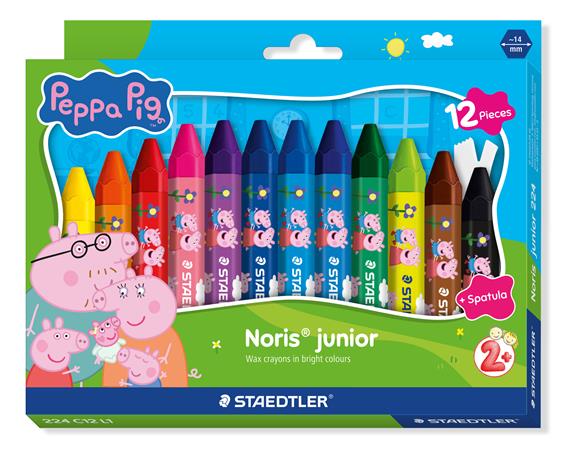 Voskovky, šesťhranné, jumbo, STAEDTLER „Noris® junior 224”, Peppa Pig, 12 farieb