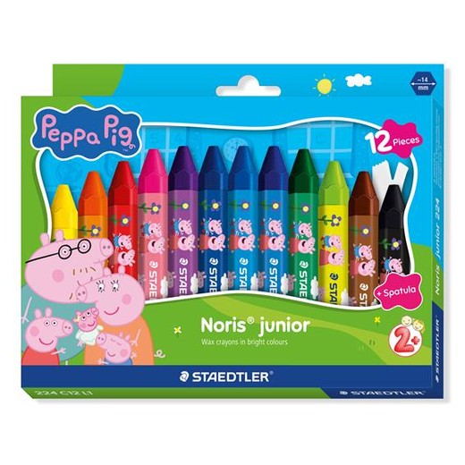 Voskovky, šesťhranné, jumbo, STAEDTLER „Noris® junior 224”, Peppa Pig, 12 farieb