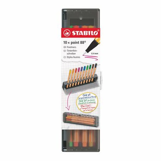 Liner, sada, 0,4 mm, STABILO "Point 88", 10 ks stolová sada