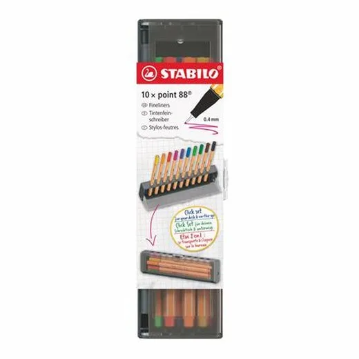 Liner, sada, 0,4 mm, STABILO "Point 88", 10 ks stolová sada