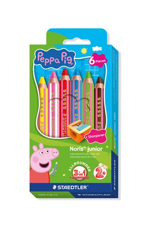 Farebné ceruzky, sada, šesťhranné, jumbo, STAEDTLER „Noris® junior 140", Peppa Pig, 6 farieb