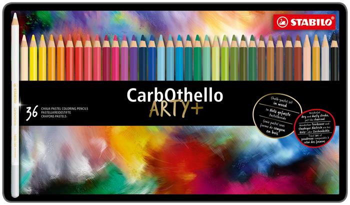 Pastelové ceruzky, okrúhle, plechová krabička, STABILO "CarbOthello", 36 rôznych farieb