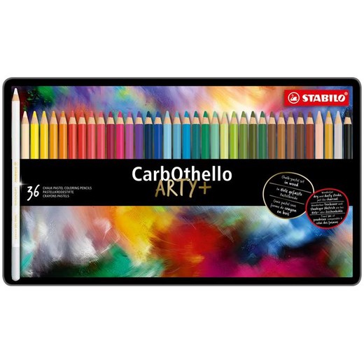 Pastelové ceruzky, okrúhle, plechová krabička, STABILO "CarbOthello", 36 rôznych farieb