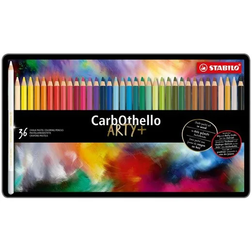 Pastelové ceruzky, okrúhle, plechová krabička, STABILO "CarbOthello", 36 rôznych farieb