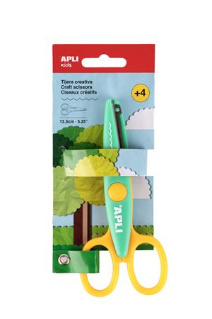 Nožnice, kreatívne, vlnité, APLI Kids "Toothed", zelené-žlté