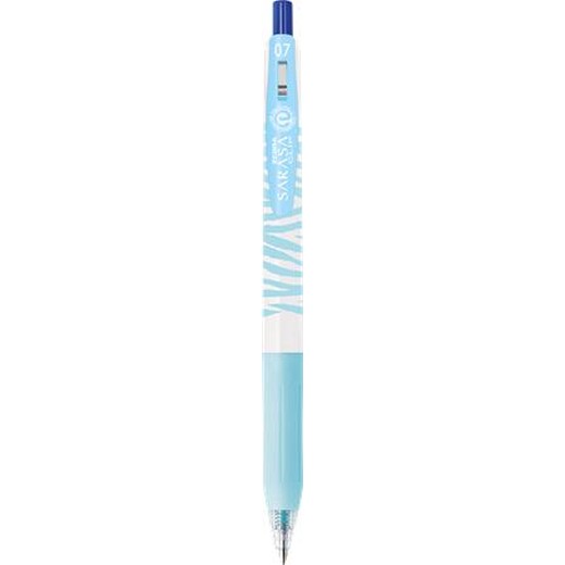 Gélové pero, 0,33 mm, stláčací mechanizmus, pruhované telo, ZEBRA "Sarasa Clip Pastel", pastelovo modré