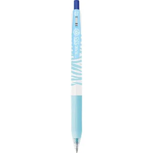 Gélové pero, 0,33 mm, stláčací mechanizmus, pruhované telo, ZEBRA "Sarasa Clip Pastel", pastelovo modré