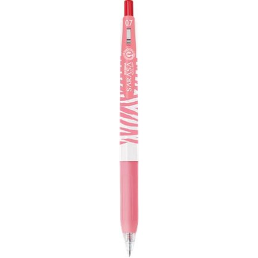 Gélové pero, 0,33 mm, stláčací mechanizmus, pruhované telo, ZEBRA "Sarasa Clip Pastel", pastelovo červené