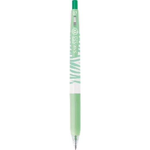 Gélové pero, 0,33 mm, stláčací mechanizmus, pruhované telo, ZEBRA "Sarasa Clip Pastel", pastelovo zelené