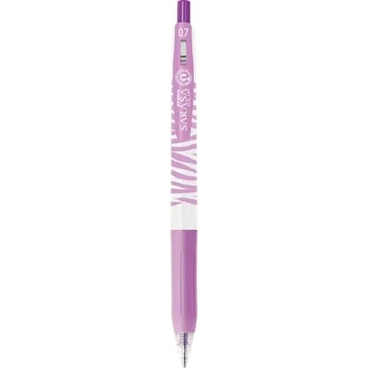 Gélové pero, 0,33 mm, stláčací mechanizmus, pruhované telo, ZEBRA "Sarasa Clip Pastel", pastelovo fialové