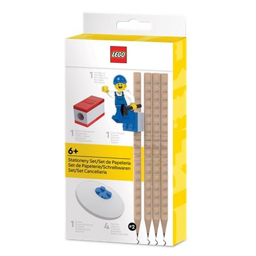 Grafitová ceruzka, sada, HB, s pravítkom a gumou, s mini figúrkou, LEGO