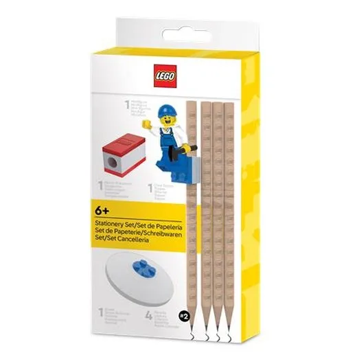 Grafitová ceruzka, sada, HB, s pravítkom a gumou, s mini figúrkou, LEGO