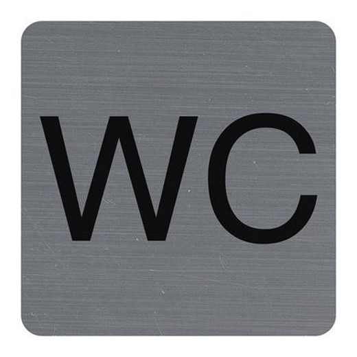 Informačná tabuľka, samolepiaca, 7,5x7,5 cm, hliníkový vzhľad, EXACOMPTA, "WC"