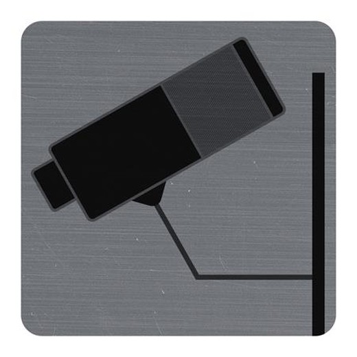 Informačná tabuľka, samolepiaca, 7,5x7,5 cm, hliníkový vzhľad, EXACOMPTA, "Priestor monitorovaný kamerovým systémom"