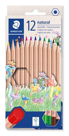 Farebné ceruzky, sada, šesťhranné, STAEDTLER "Noris® natural 143N", 12 farieb