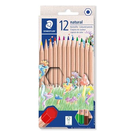 Farebné ceruzky, sada, šesťhranné, STAEDTLER "Noris® natural 143N", 12 farieb
