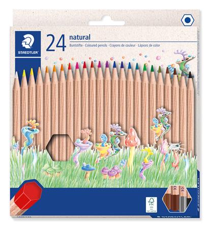 Farebné ceruzky, sada, šesťhranné, STAEDTLER "Noris® natural 143N", 24 farieb
