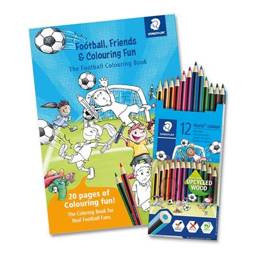 Farebné ceruzky, sada, šesťhranné, s omaľovánkou, STAEDTLER "Noris® Colour 185", 12 farieb