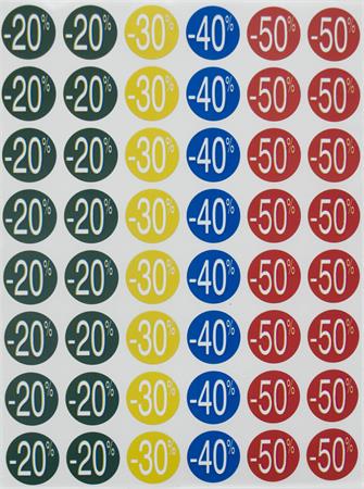Etikety, zľava, 24 mm, kruhové, farebné, APLI, 240 etikiet/balenie, -20 až -50 %