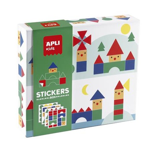 Nálepky, geometrické, sada, APLI Kids "Geometric", dediny