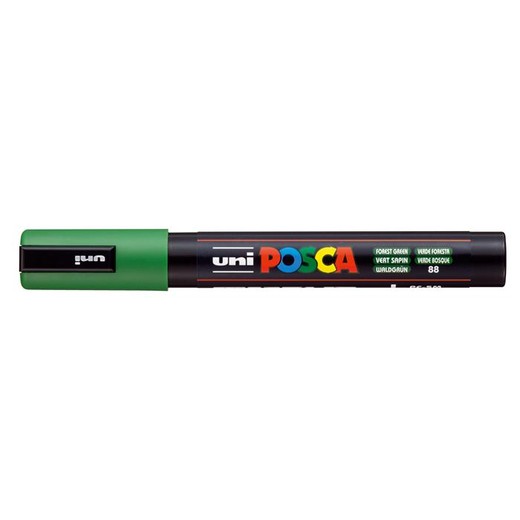 Dekoračný popisovač, 1,8-2,5 mm, UNI "Posca PC-5M", lesný zelený