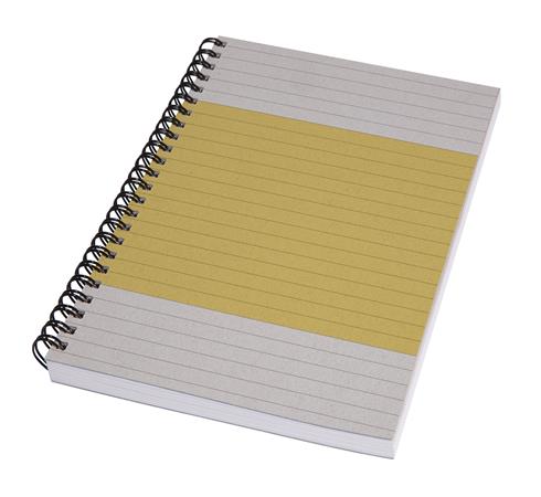 Špirálový zošit, A5, linajkový, 80 lap, mäkká obálka, SIGEL "Quicknote", žltý-sivý