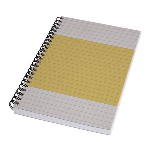 Špirálový zošit, A5, linajkový, 80 lap, mäkká obálka, SIGEL "Quicknote", žltý-sivý