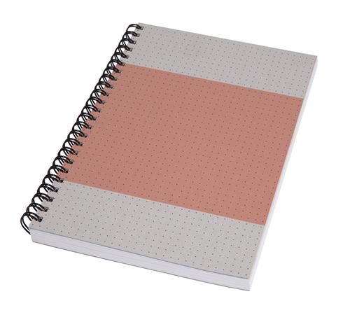 Špirálový zošit, A5, bodkovaný, 80 listov, mäkká obálka, SIGEL "Quicknote", koralový-sivý