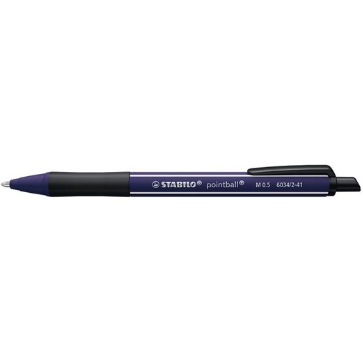 Guľôčkové pero, 0,5 mm, stláčací mechanizmus, farba tela: ultramarine, STABILO "Pointball Wildflowers", modré
