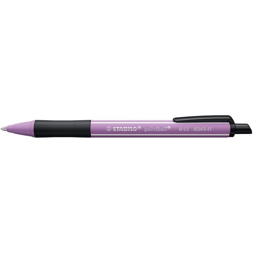 Guľôčkové pero, 0,5 mm, stláčací mechanizmus, farba tela: grey violet, STABILO "Pointball Wildflowers", modré